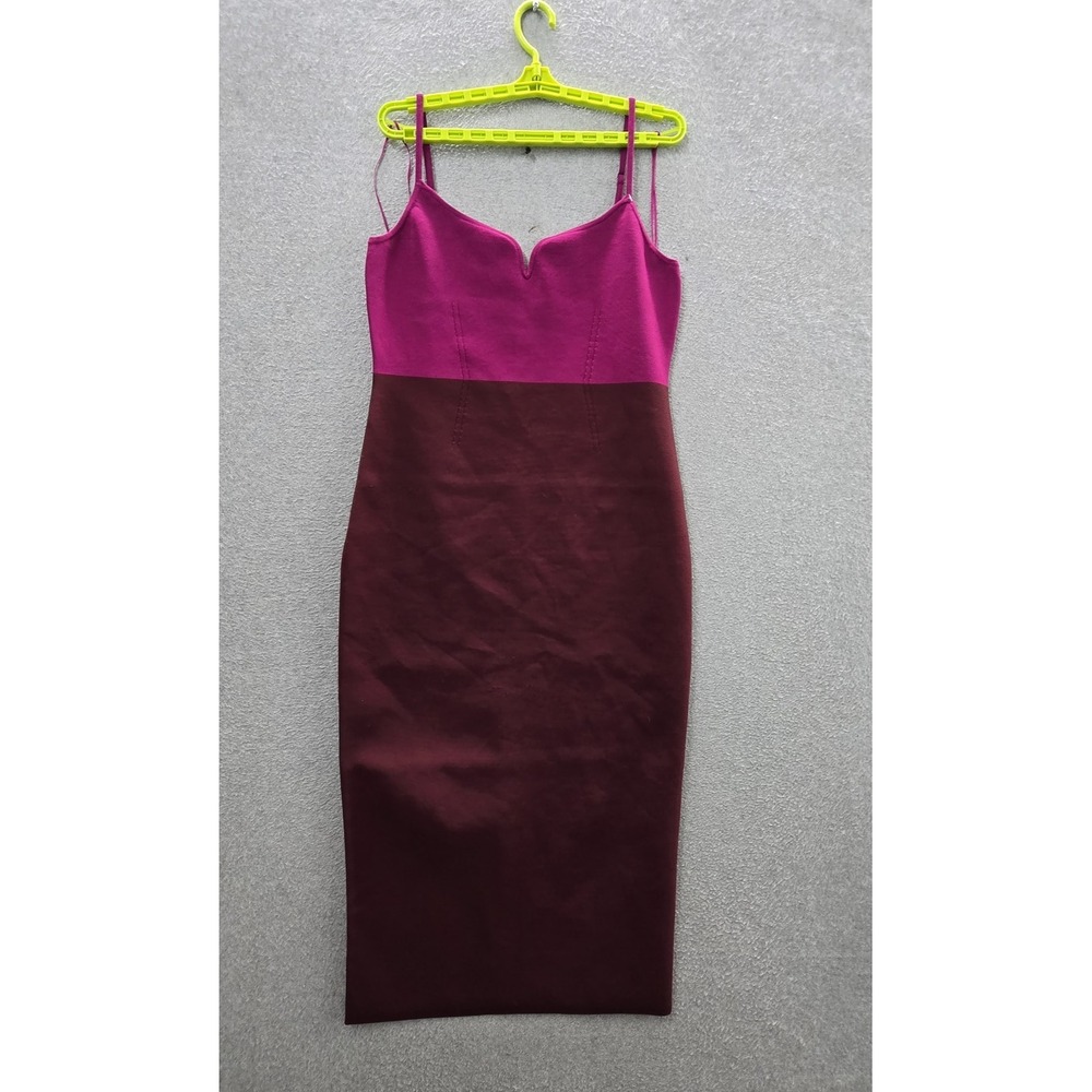 Express Women Dress L Pink Colorblock Bodycon Body Contour Slim Party NWT
